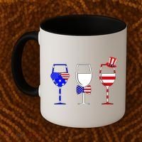 4th Of July Red White Blue Wine USA Glasses Coffee Mug thumb 2