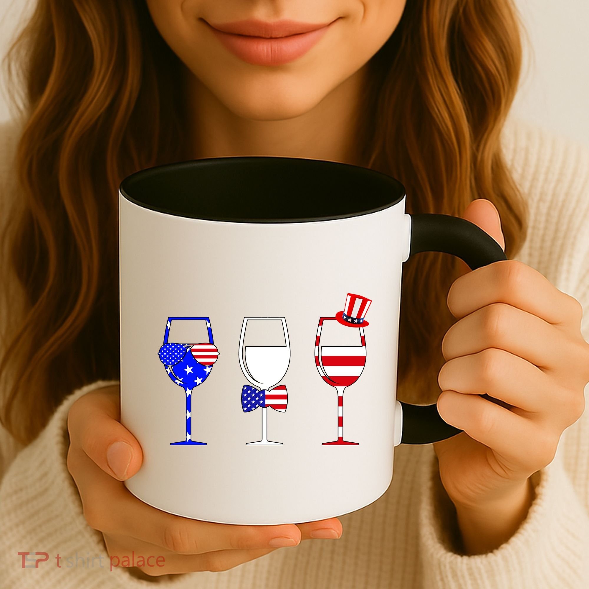 4th Of July Red White Blue Wine USA Glasses Coffee Mug