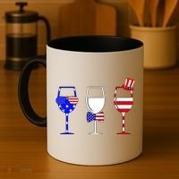 4th Of July Red White Blue Wine USA Glasses Coffee Mug thumb 4