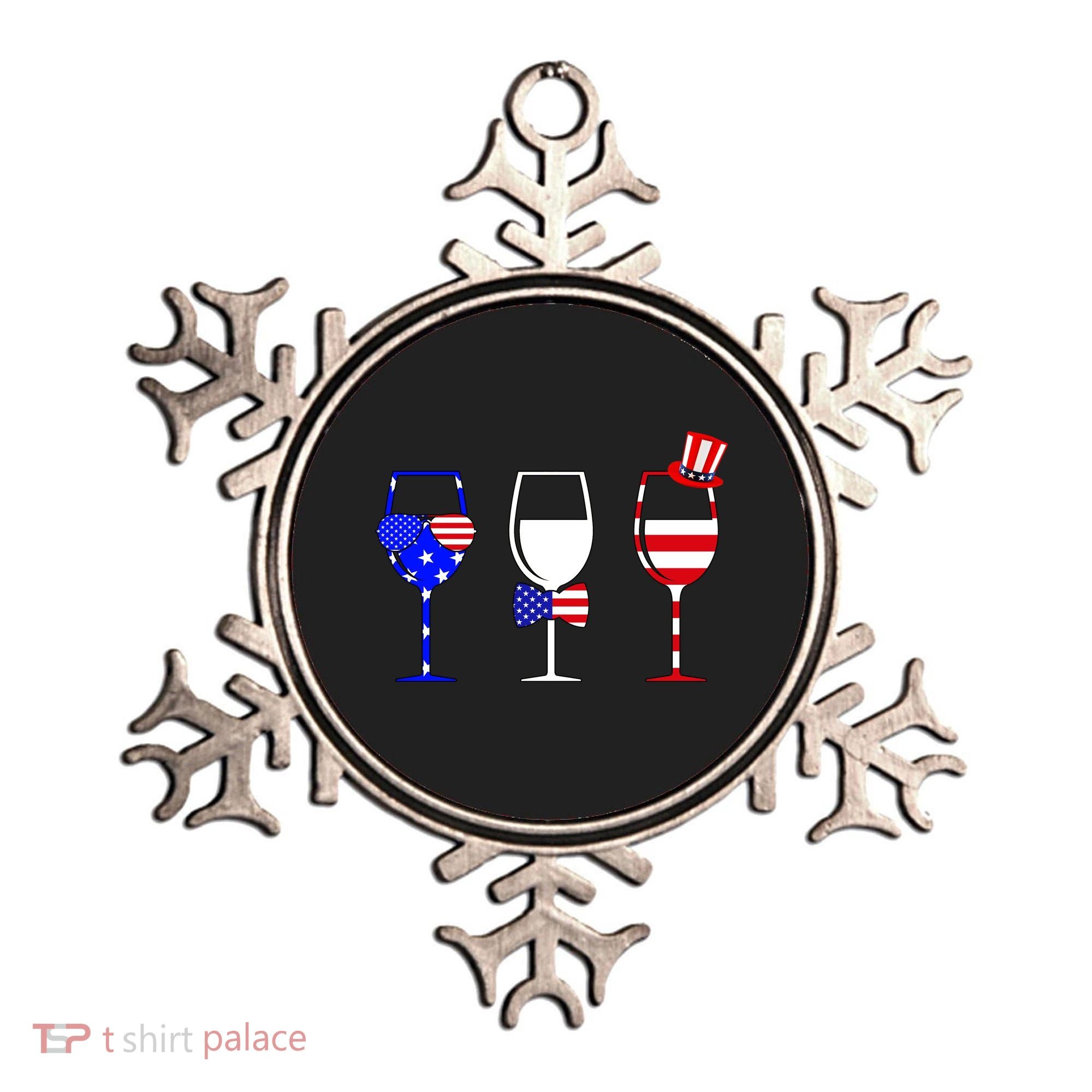 4th Of July Red White Blue Wine USA Glasses Ornament