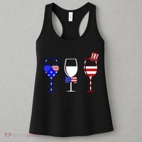4th Of July Red White Blue Wine USA Glasses Women's Tank Top thumb 3