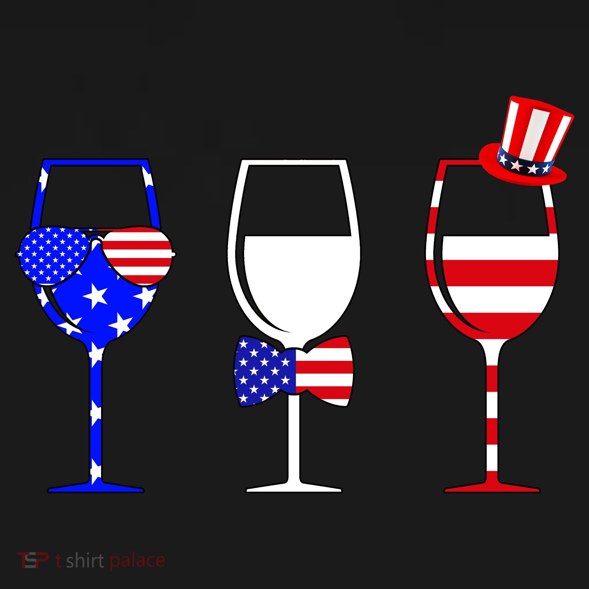 4th Of July Red White Blue Wine USA Glasses Women's Tank Top