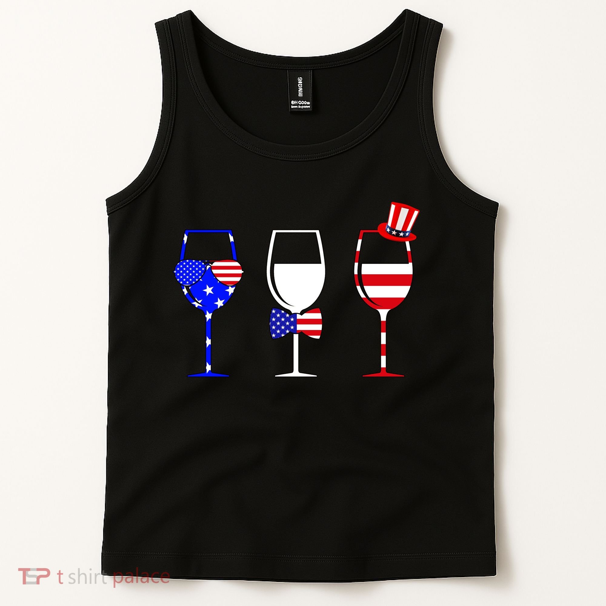 4th Of July Red White Blue Wine USA Glasses Tank Top