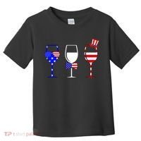 4th Of July Red White Blue Wine USA Glasses Toddler T-Shirt thumb 0