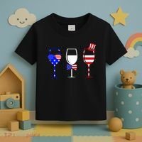 4th Of July Red White Blue Wine USA Glasses Toddler T-Shirt thumb 3