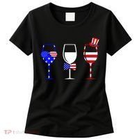 4th Of July Red White Blue Wine USA Glasses Women's T-Shirt thumb 0