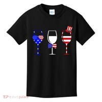 4th Of July Red White Blue Wine USA Glasses Kids T-Shirt thumb 0