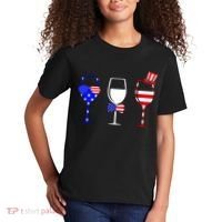 4th Of July Red White Blue Wine USA Glasses Kids T-Shirt thumb 2