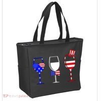 4th Of July Red White Blue Wine USA Glasses Tote Bag thumb 2
