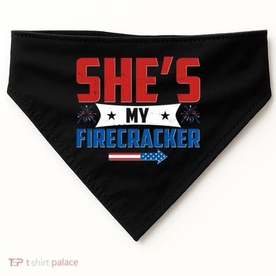 4th of July She's My Firecracker Matching Shirt USA-Made Doggie Bandana