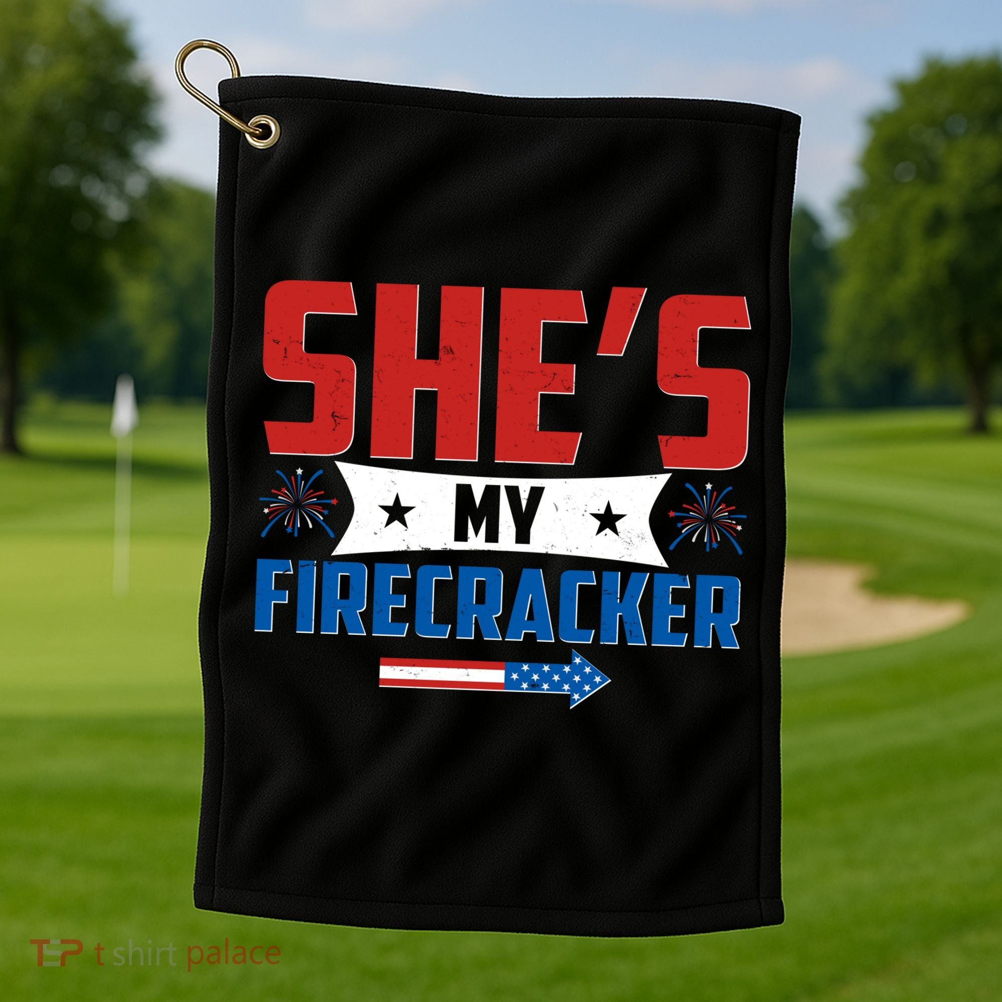 4th of July She's My Firecracker Matching Shirt Golf Towel