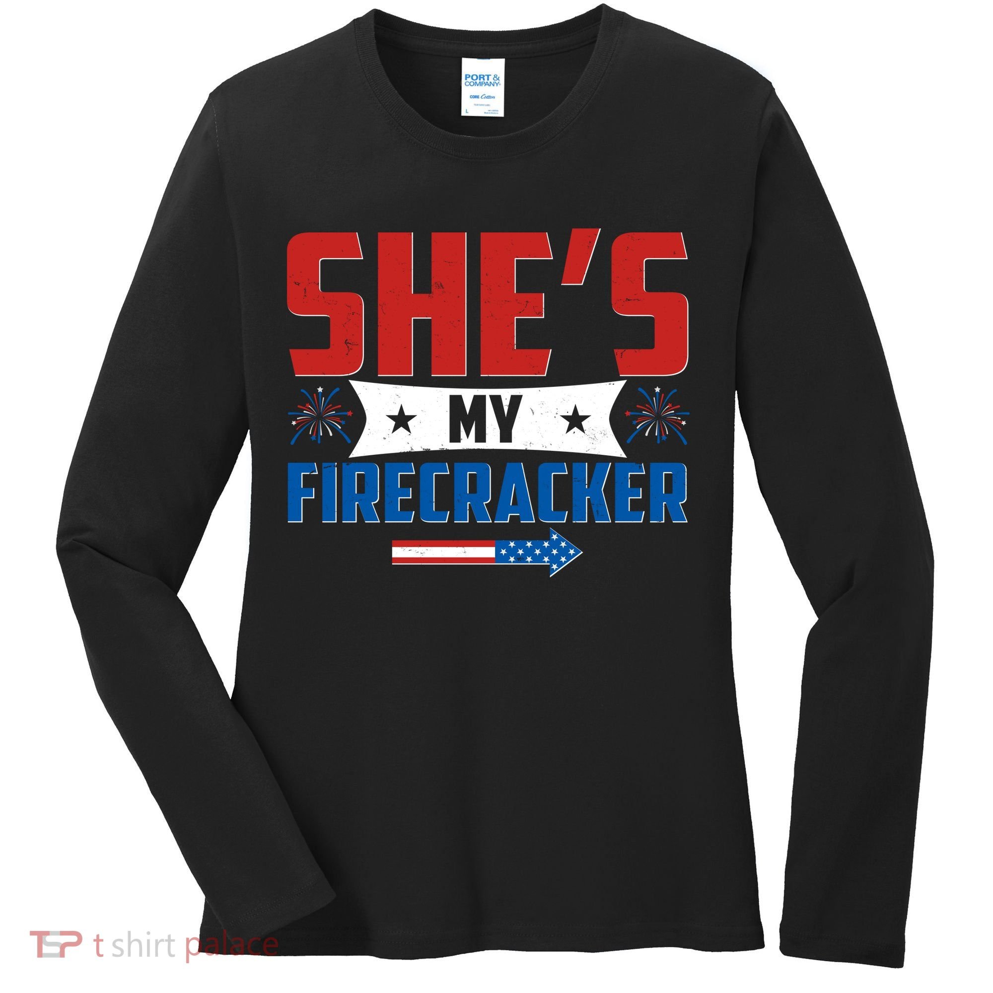 4th of July She's My Firecracker Matching Shirt Women's Long Sleeve Shirt
