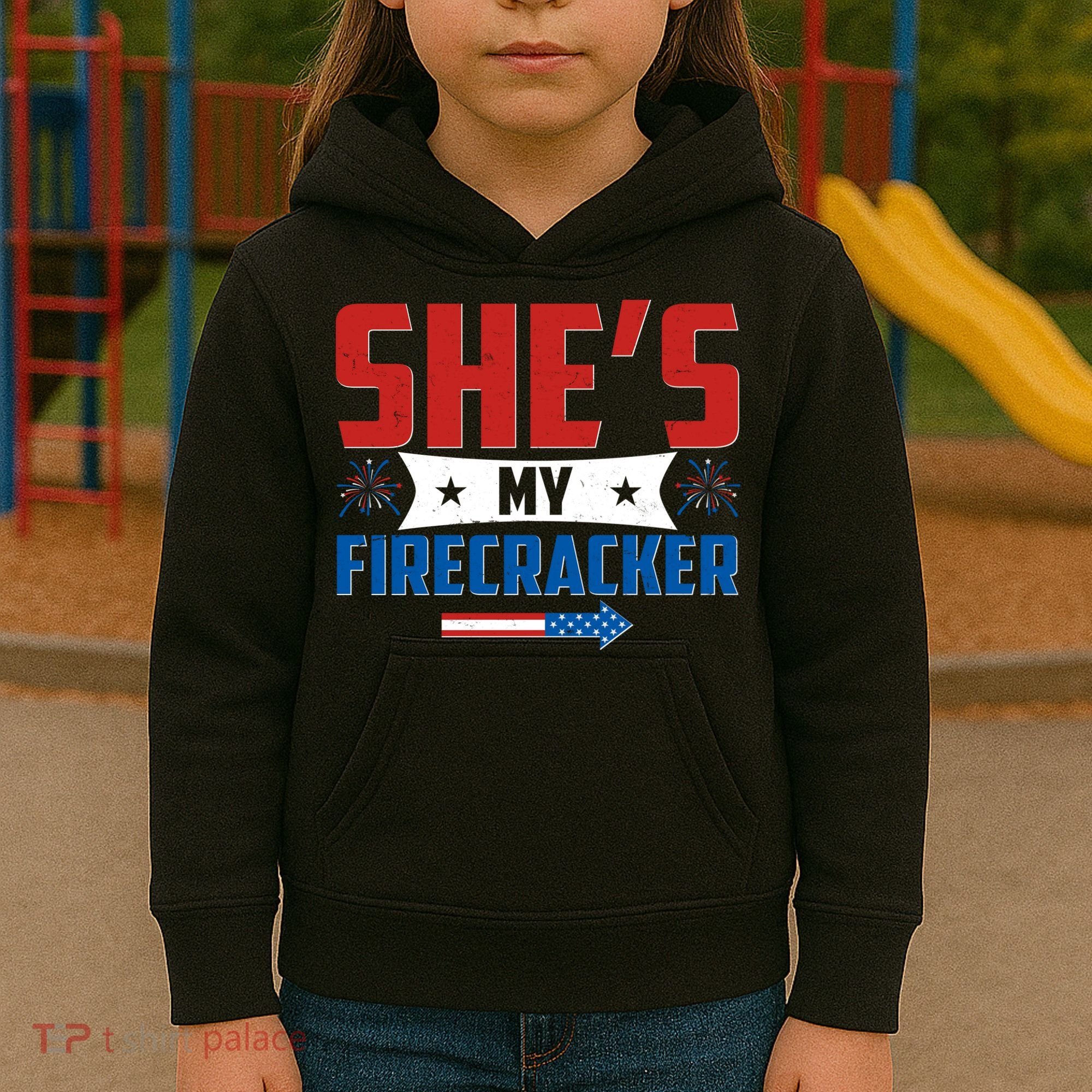 4th of July She's My Firecracker Matching Shirt Kids Hoodie