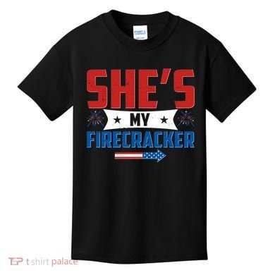 4th of July She's My Firecracker Matching Shirt Kids T-Shirt