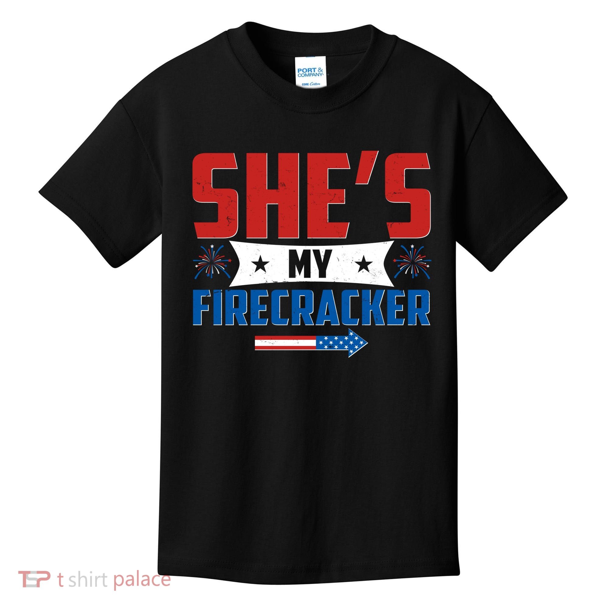 4th of July She's My Firecracker Matching Shirt Kids T-Shirt