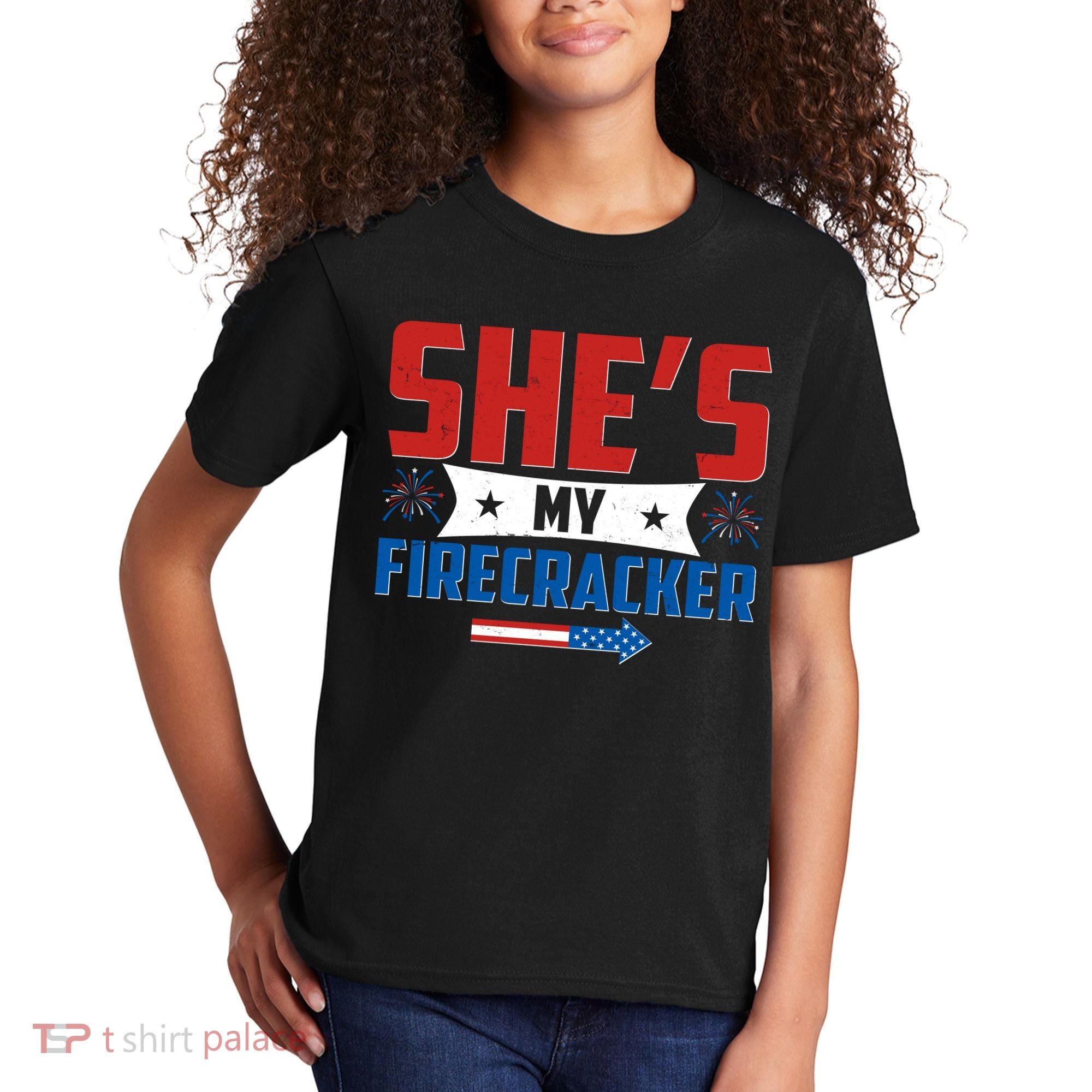 4th of July She's My Firecracker Matching Shirt Kids T-Shirt