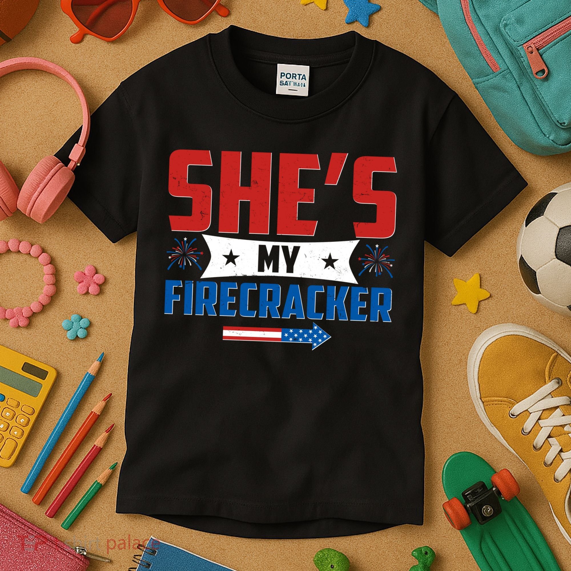 4th of July She's My Firecracker Matching Shirt Kids T-Shirt