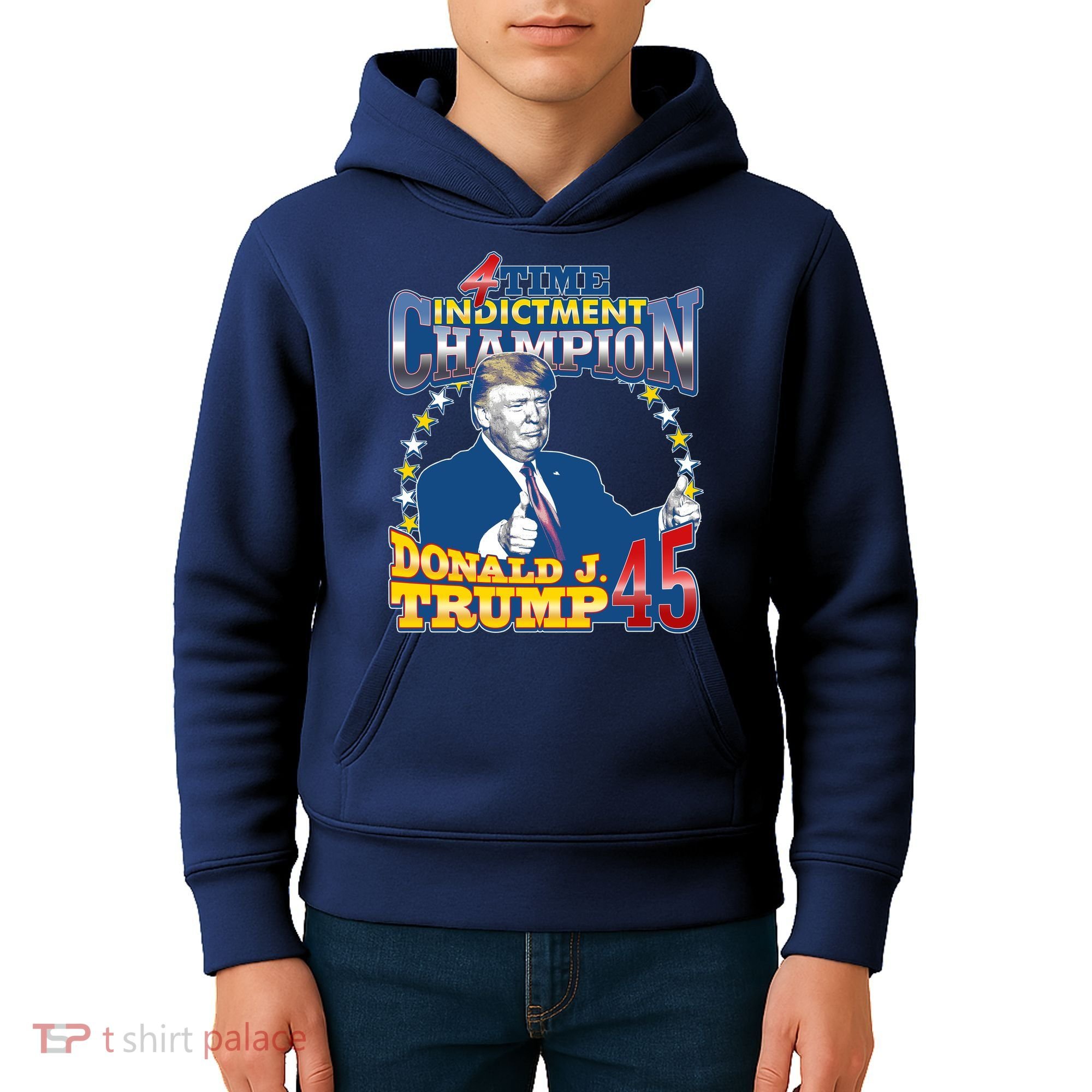 4 Time Indictment Champion Donald Trump 45 Kids Hoodie