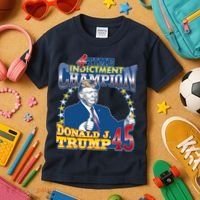 4 Time Indictment Champion Donald Trump 45 Kids T-Shirt thumb 3