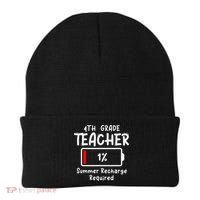 4th-Grade Teacher Summer Recharge Required Last Day School Beanie thumb 0