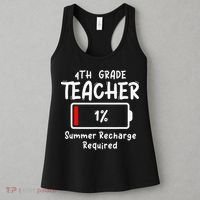 4th-Grade Teacher Summer Recharge Required Last Day School Women's Tank Top thumb 3