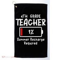 4th-Grade Teacher Summer Recharge Required Last Day School Golf Towel thumb 0