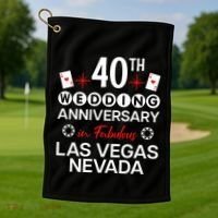 40th Wedding Anniversary In Las Vegas 40 Years Married Golf Towel thumb 1