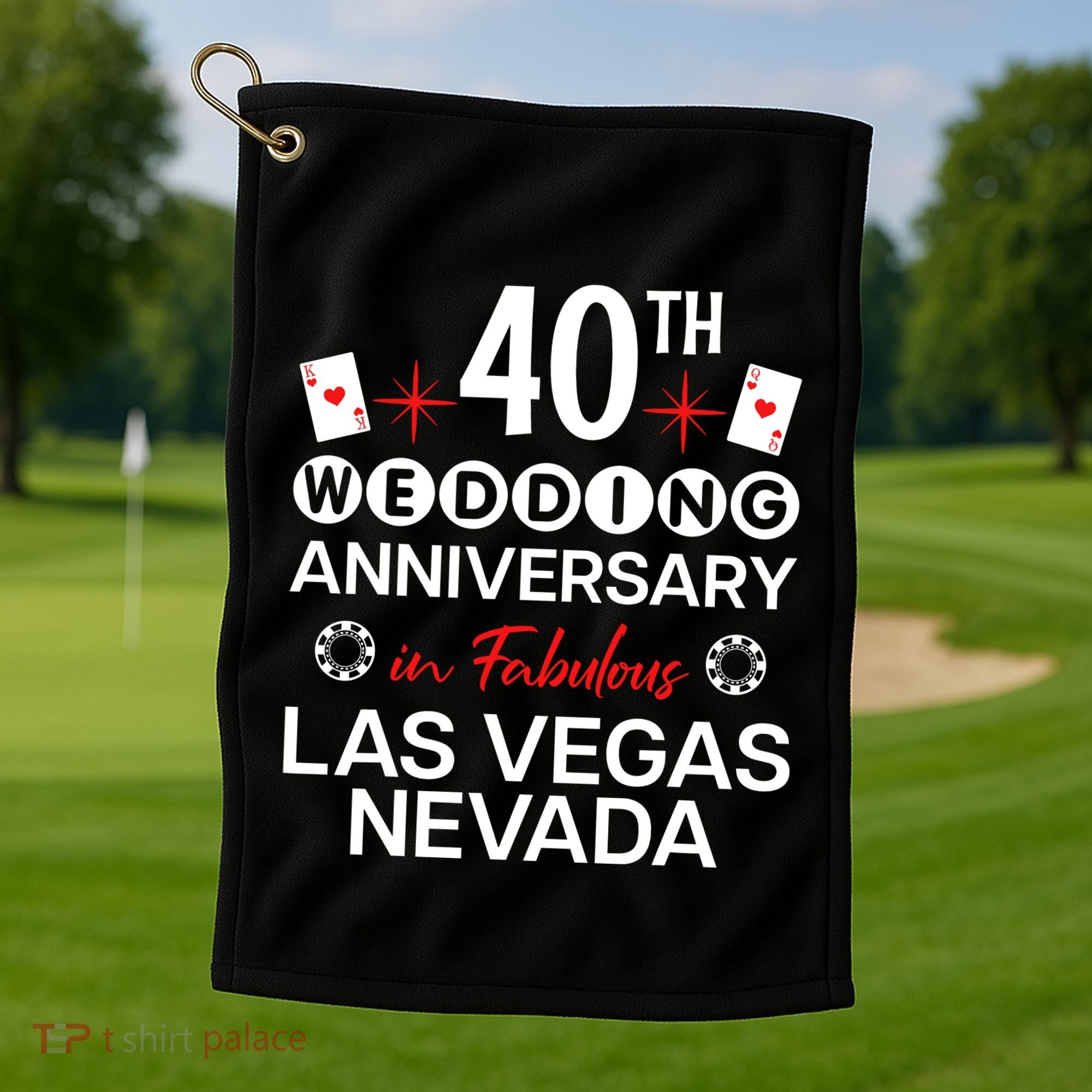 40th Wedding Anniversary In Las Vegas 40 Years Married Golf Towel