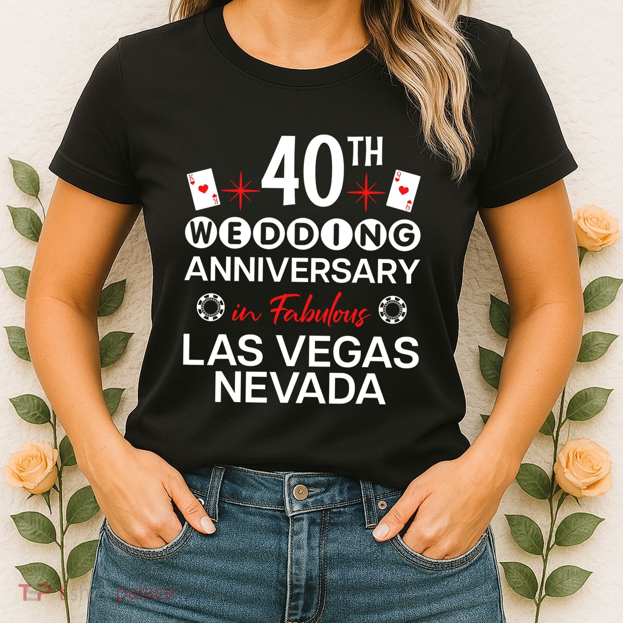 40th Wedding Anniversary In Las Vegas 40 Years Married Women's T-Shirt