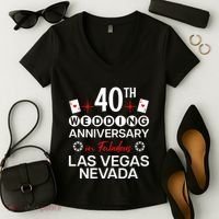 40th Wedding Anniversary In Las Vegas 40 Years Married Women's V-Neck T-Shirt thumb 2