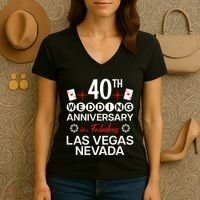 40th Wedding Anniversary In Las Vegas 40 Years Married Women's V-Neck T-Shirt thumb 3