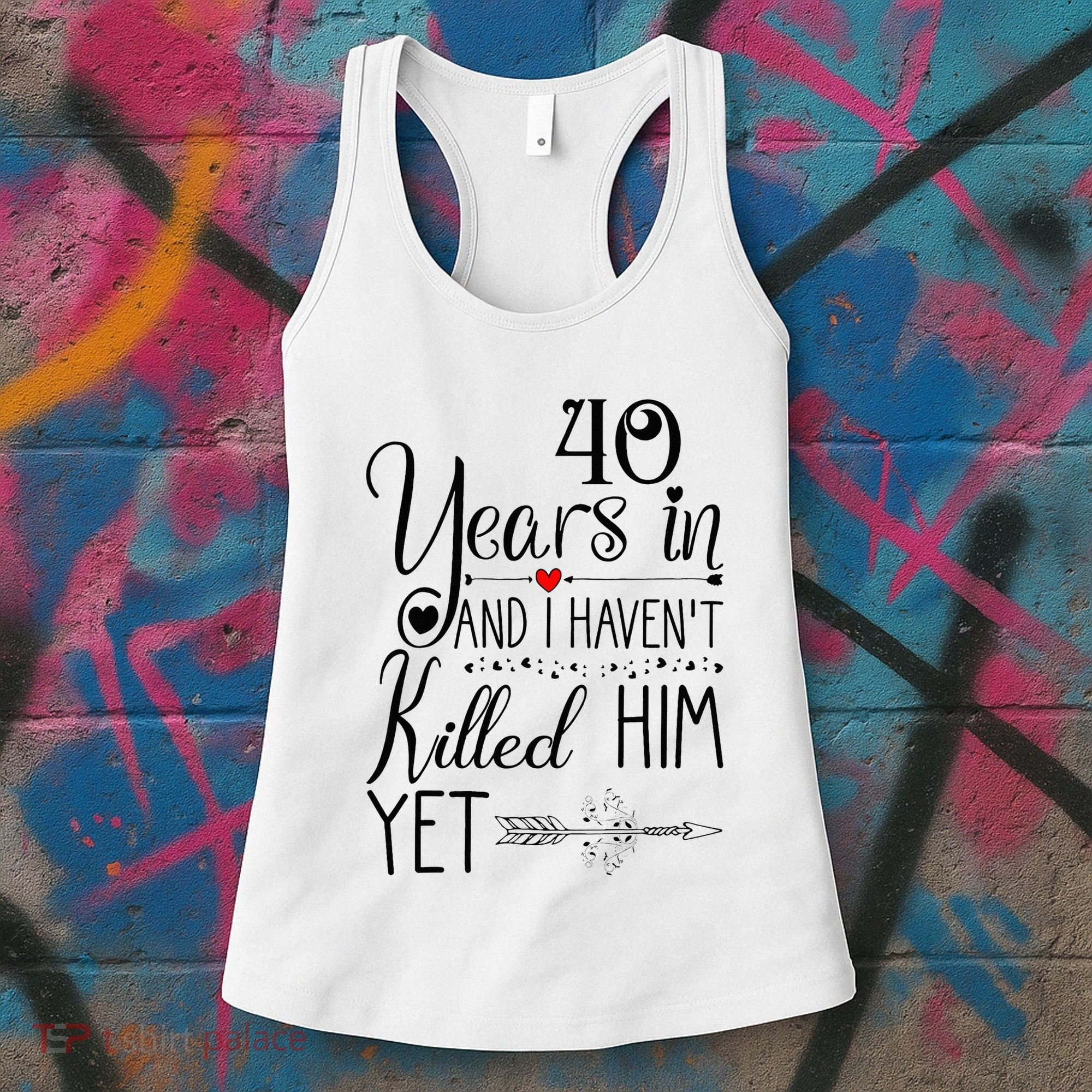 40th Wedding Anniversary For Her Wife 40 Years Of Marriage Women's Tank Top