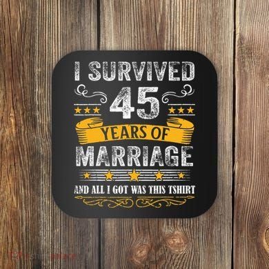 45th Wedding Anniversary Couples Husband Wife 45 Years Coaster