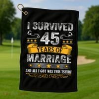 45th Wedding Anniversary Couples Husband Wife 45 Years Golf Towel thumb 1