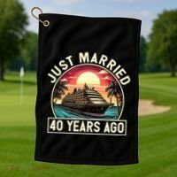 40th Wedding Anniversary Cruise Couples Matching Cruise Trip Golf Towel thumb 1