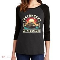 40th Wedding Anniversary Cruise Couples Matching Cruise Trip Women's Tri-Blend 3/4-Sleeve Raglan Shirt thumb 2