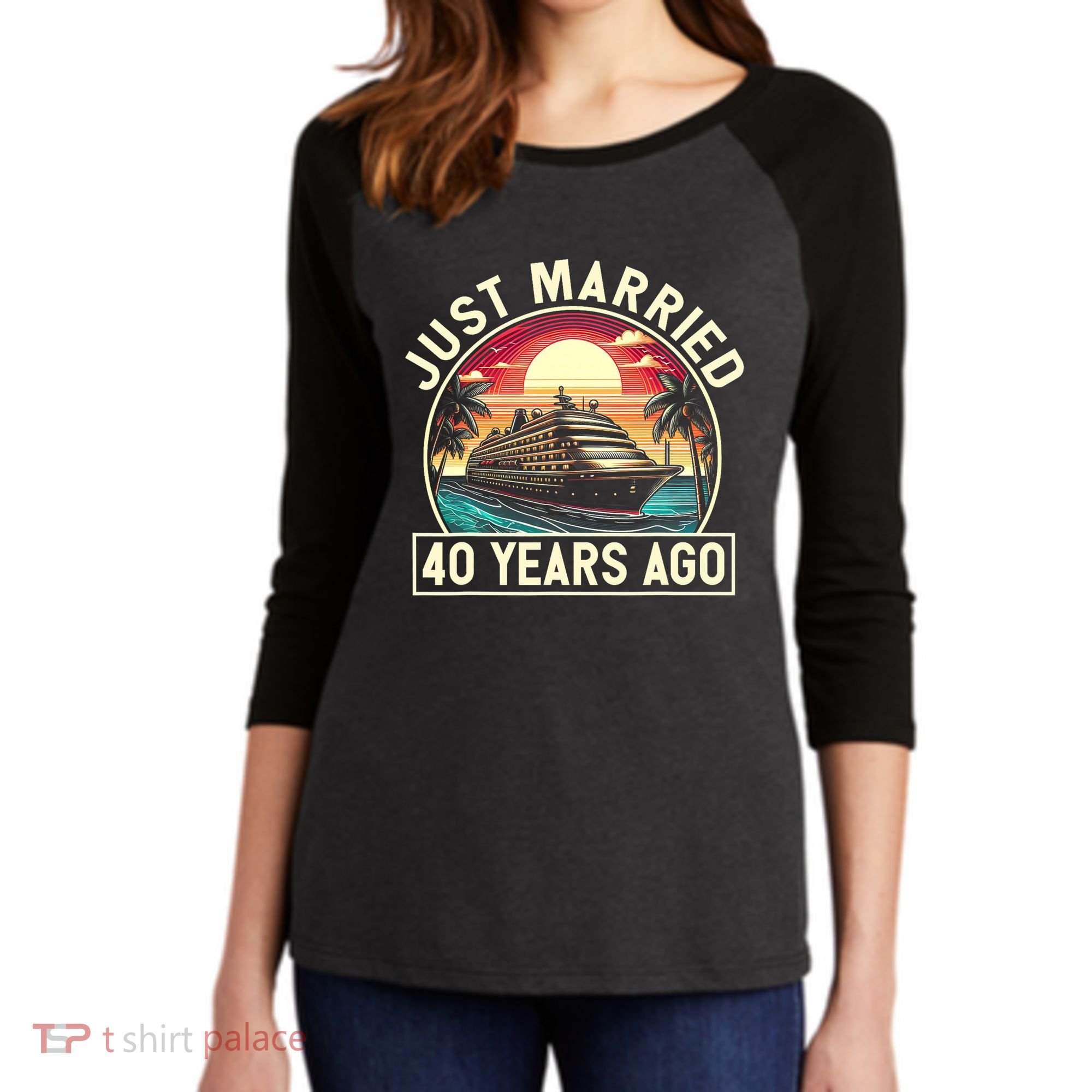 40th Wedding Anniversary Cruise Couples Matching Cruise Trip Women's Tri-Blend 3/4-Sleeve Raglan Shirt