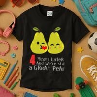4th Wedding Anniversary Gifts Funny Couples Kids T-Shirt thumb 3