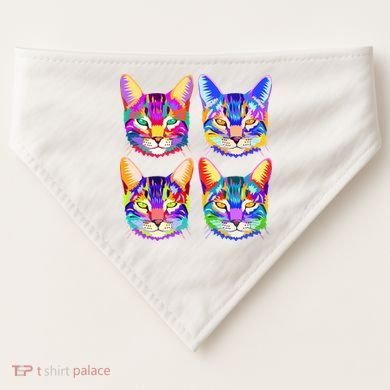 4X Cats - Colorful Portrait USA-Made Doggie Bandana