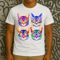 4X Cats - Colorful Portrait T-Shirt thumb 3