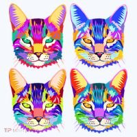 4X Cats - Colorful Portrait Hat thumb 2