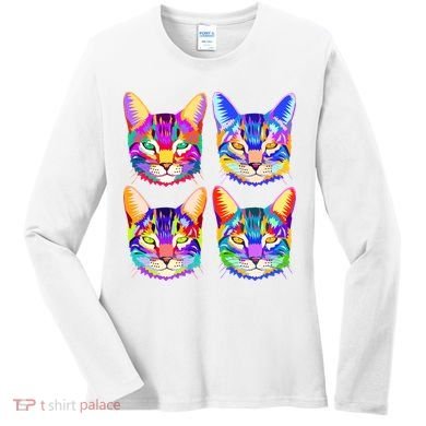 4X Cats - Colorful Portrait Women's Long Sleeve Shirt