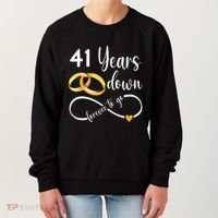41 Years Down Forever To Go Couple 41st Wedding Anniversary Women's Sweatshirt thumb 0