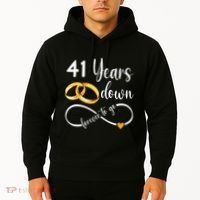 41 Years Down Forever To Go Couple 41st Wedding Anniversary Hoodie thumb 2