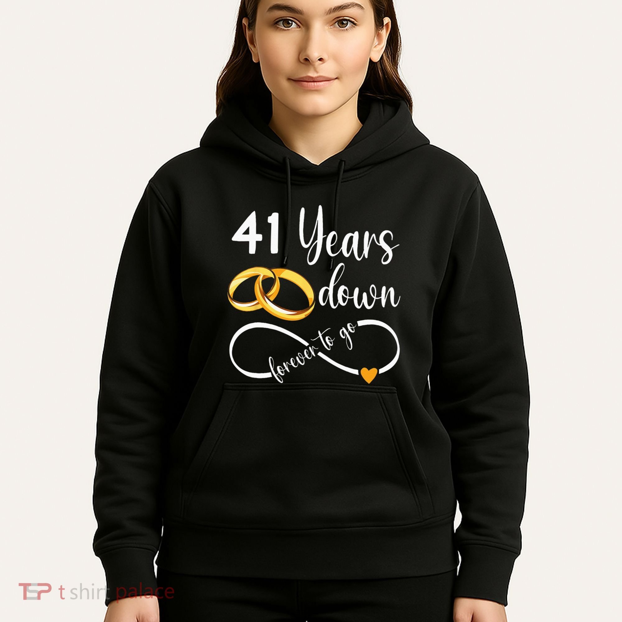 41 Years Down Forever To Go Couple 41st Wedding Anniversary Hoodie
