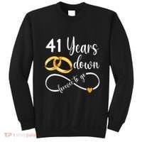 41 Years Down Forever To Go Couple 41st Wedding Anniversary Sweatshirt thumb 0