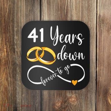 41 Years Down Forever To Go Couple 41st Wedding Anniversary Coaster