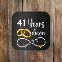 41 Years Down Forever To Go Couple 41st Wedding Anniversary Coaster thumb 0
