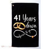 41 Years Down Forever To Go Couple 41st Wedding Anniversary Golf Towel thumb 0
