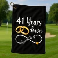 41 Years Down Forever To Go Couple 41st Wedding Anniversary Golf Towel thumb 1
